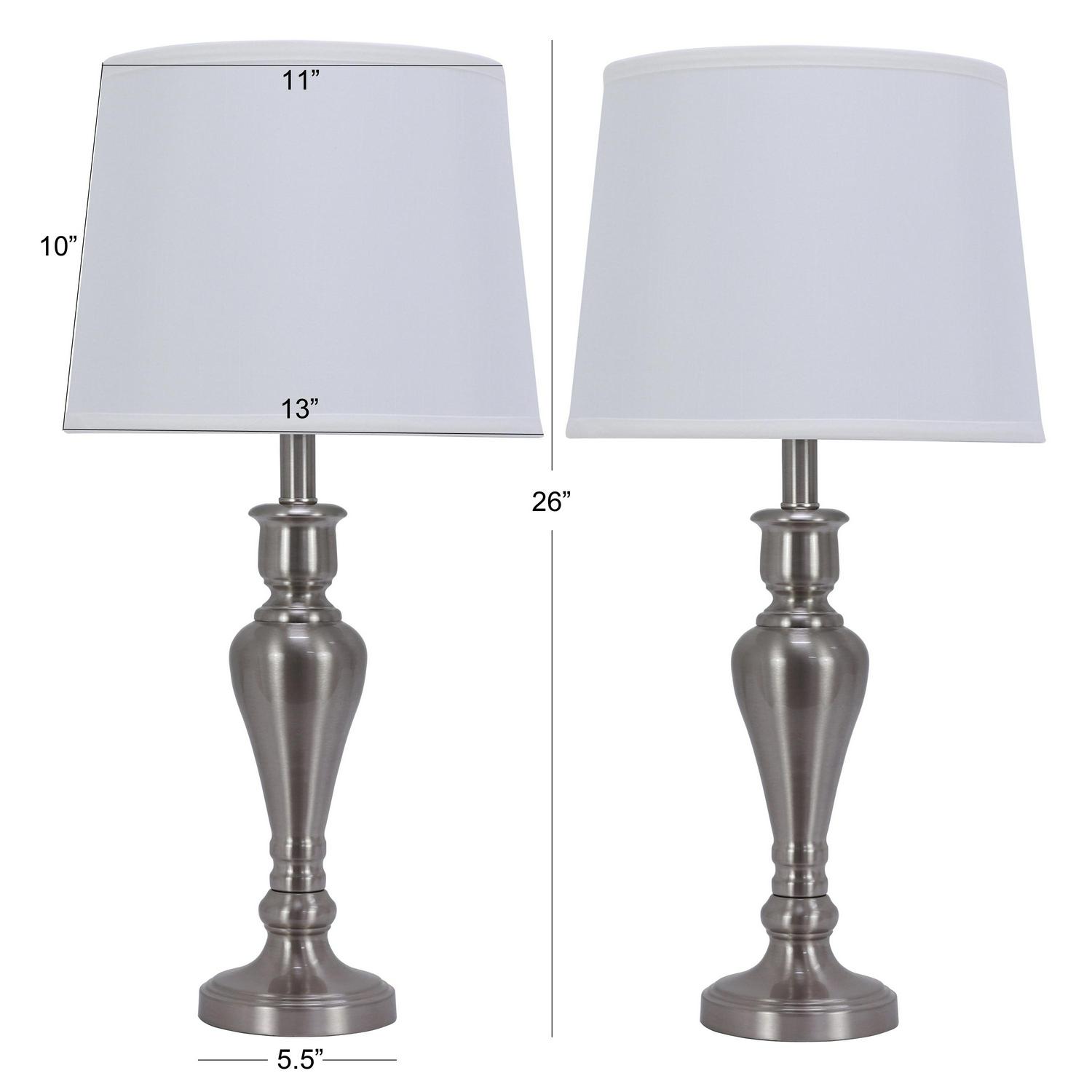 Decor Therapy Marie Brushed Nickel Metal Touch Table Lamps， Set of 2