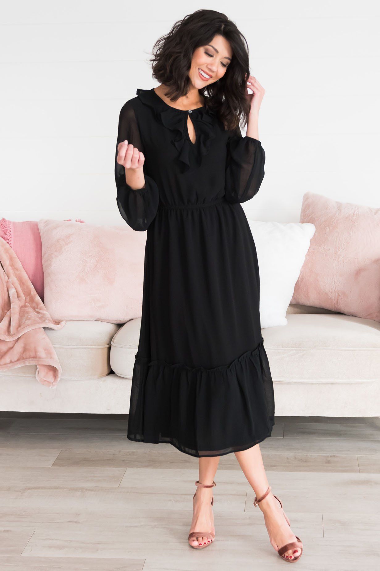 The Faith Modest Ruffle Dress