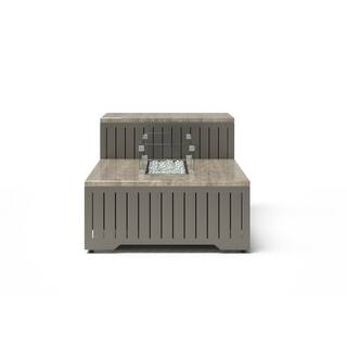 RST BRANDS Portofino Comfort 56 in. x 31 in. Gray Wicker Stone Outdoor Fire Pit Table OP-PECFT5631-PORIII-GRY