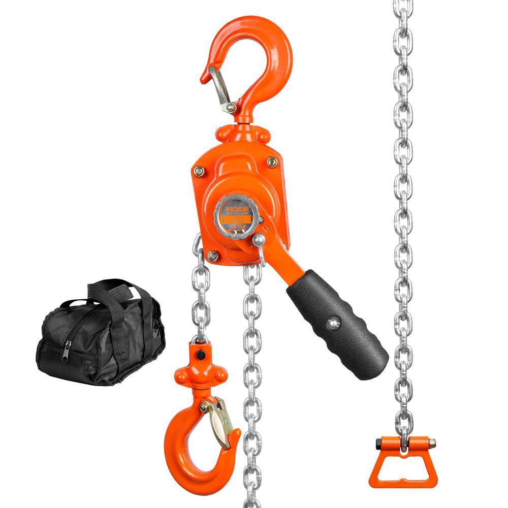 VEVOR 12 Ton Manual Lever Chain Hoist 5 ft. Long Chain Hoist with 360 Rotation Hook and Double-Pawl Brake MNSBHLH12T5FT2QE1V0