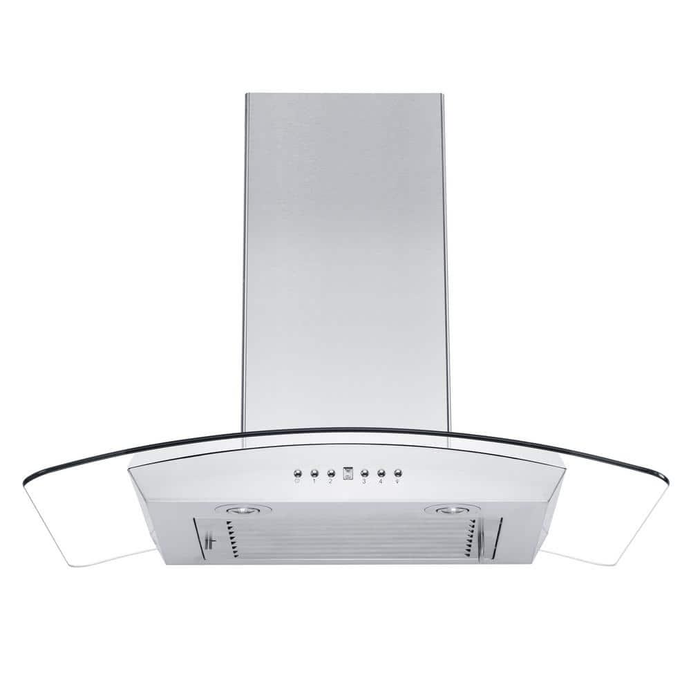 ZLINE Kitchen and Bath ZLINE 30  Convertible Vent Wall Mount Range Hood in Stainless Steel and Glass with Crown Molding