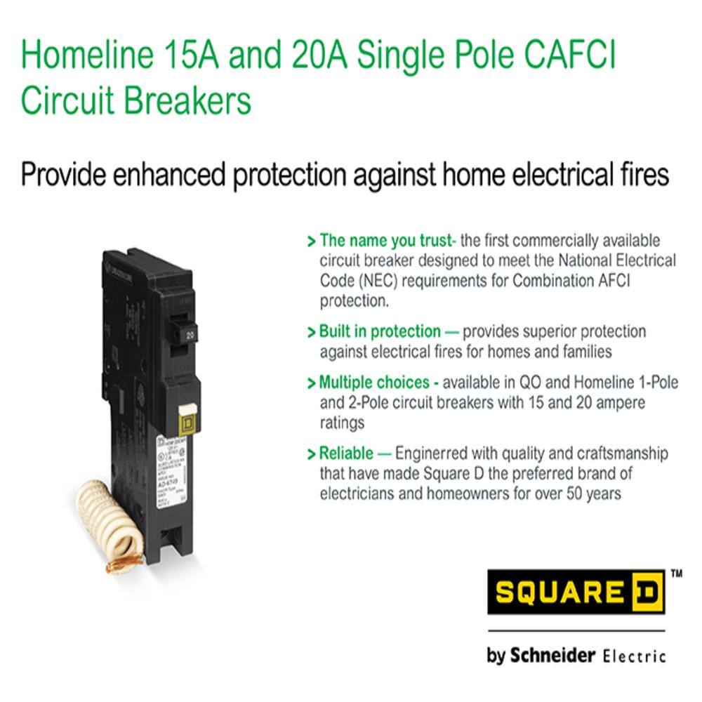 Square D Homeline 15 Amp Single-Pole Combination Arc Fault Circuit Breaker (6-Pack) HOM115CAFIC6