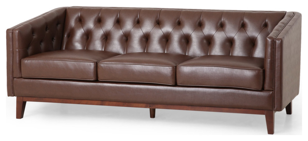 Elegant Sofa  Elegant Design With Button Tufted PU Leather Back   Contemporary   Sofas   by Decorn  Houzz