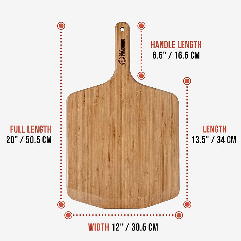 Chef Pomodoro 12-inch Pizza Peel， Lightweight Wooden Pizza Paddle And Serving Board