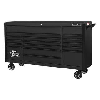 Extreme Tools DX 72 in. 17-Drawer Roller Cabinet Tool Chest in Matte Black with Black Trim DX722117RCMBBK