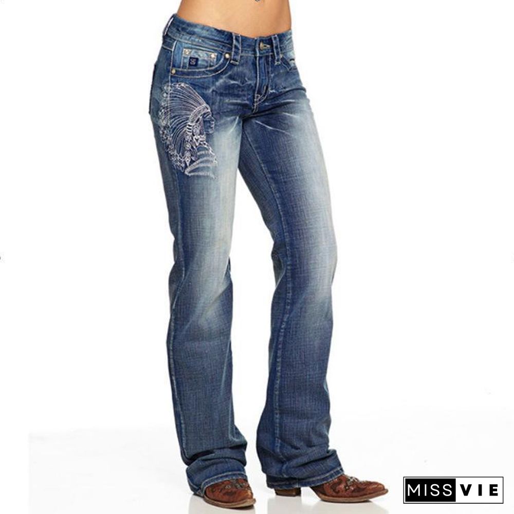 Slim Embroidery Women Jeans