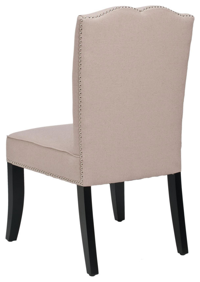 Dillen 18 quotLinen Side Chair Nickel Nail Heads  Set of 2  Taupe   Transitional   Dining Chairs   by Rustic Home Furniture Deco  Houzz