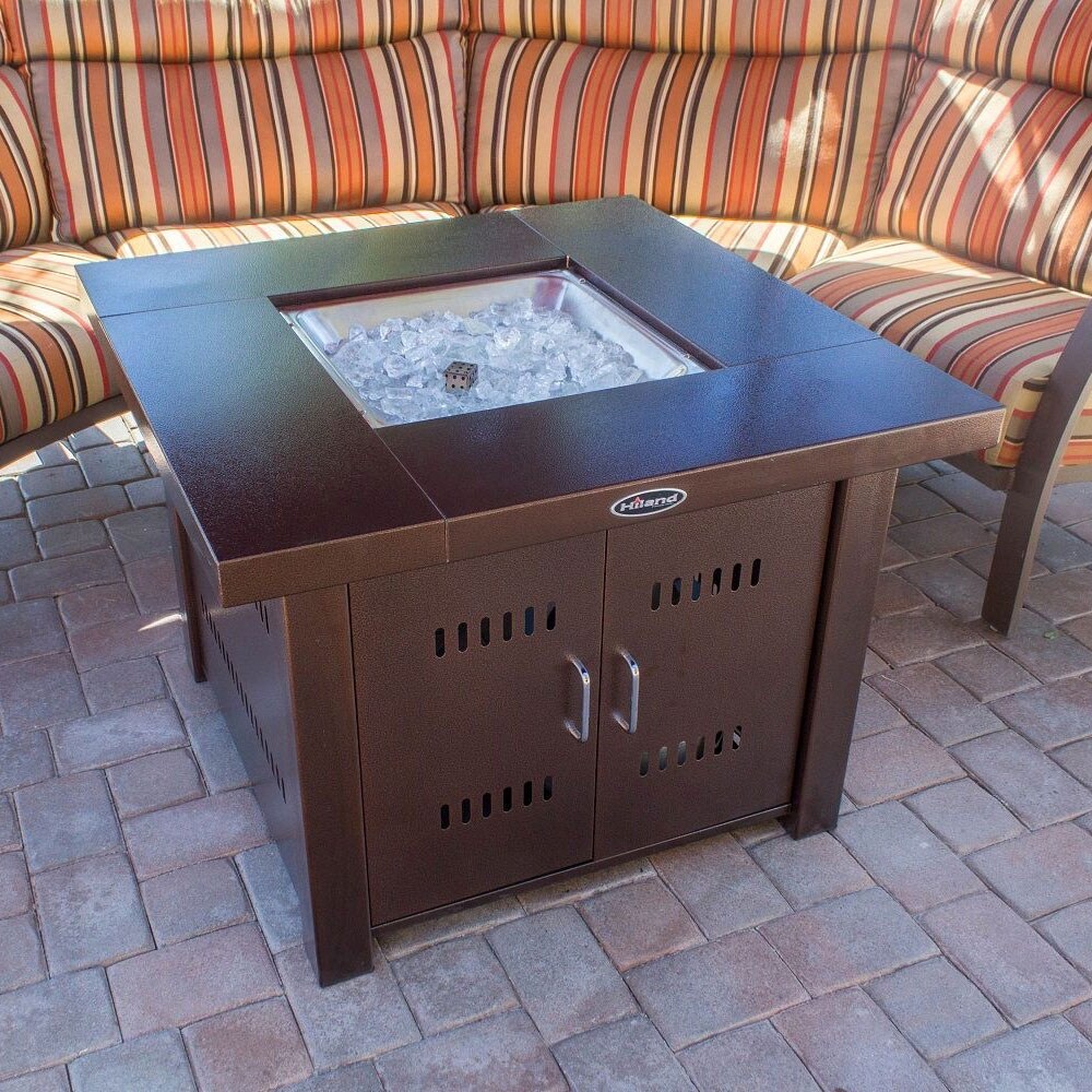 AZ Patio Heaters GS F PC Fire Pit 38 In 40 000 BTU Table w/ Glass Beads  Bronze