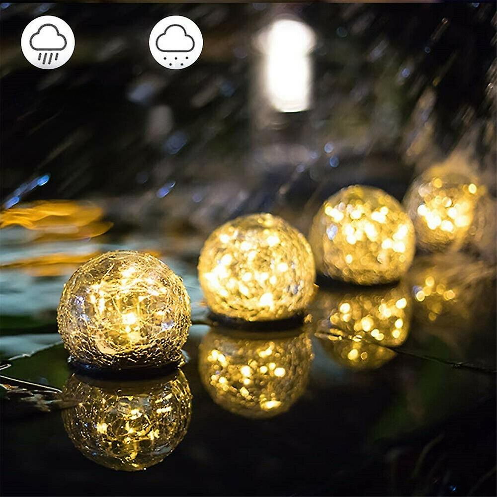 Outdoor Solar Ball Led Light Garden Grained Glass Waterproof