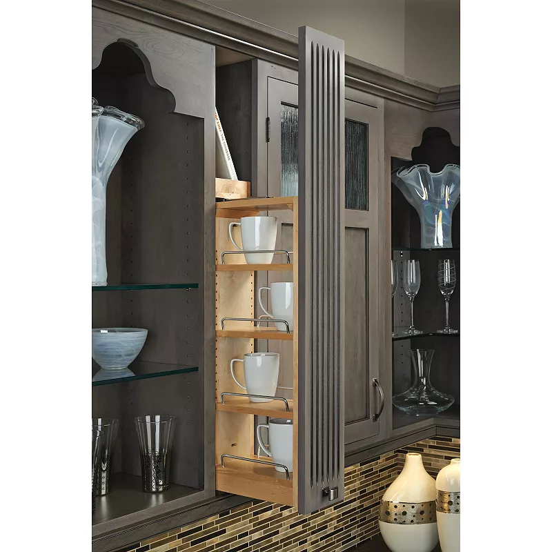 Rev-a-shelf Pull Out Wall Filler Cabinet Wooden Organizer， 39 Hgt， 432-wf39-6c