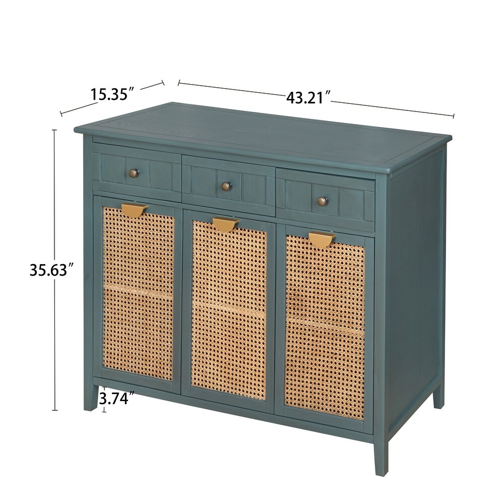 Rattan 3 Door 3 Drawer Cabinet