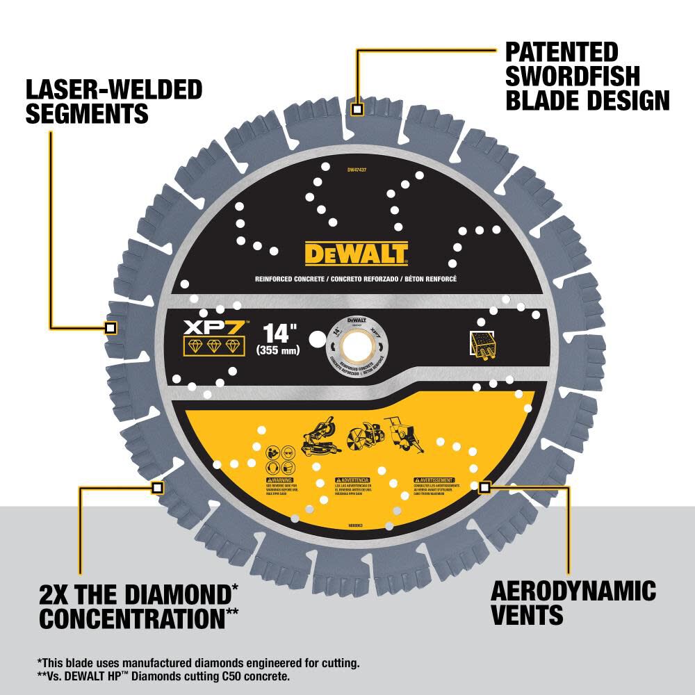 DEWALT Diamond Blade 14" SEGMENTED XP7 REINFORCED CONCRETE DW47437 from DEWALT