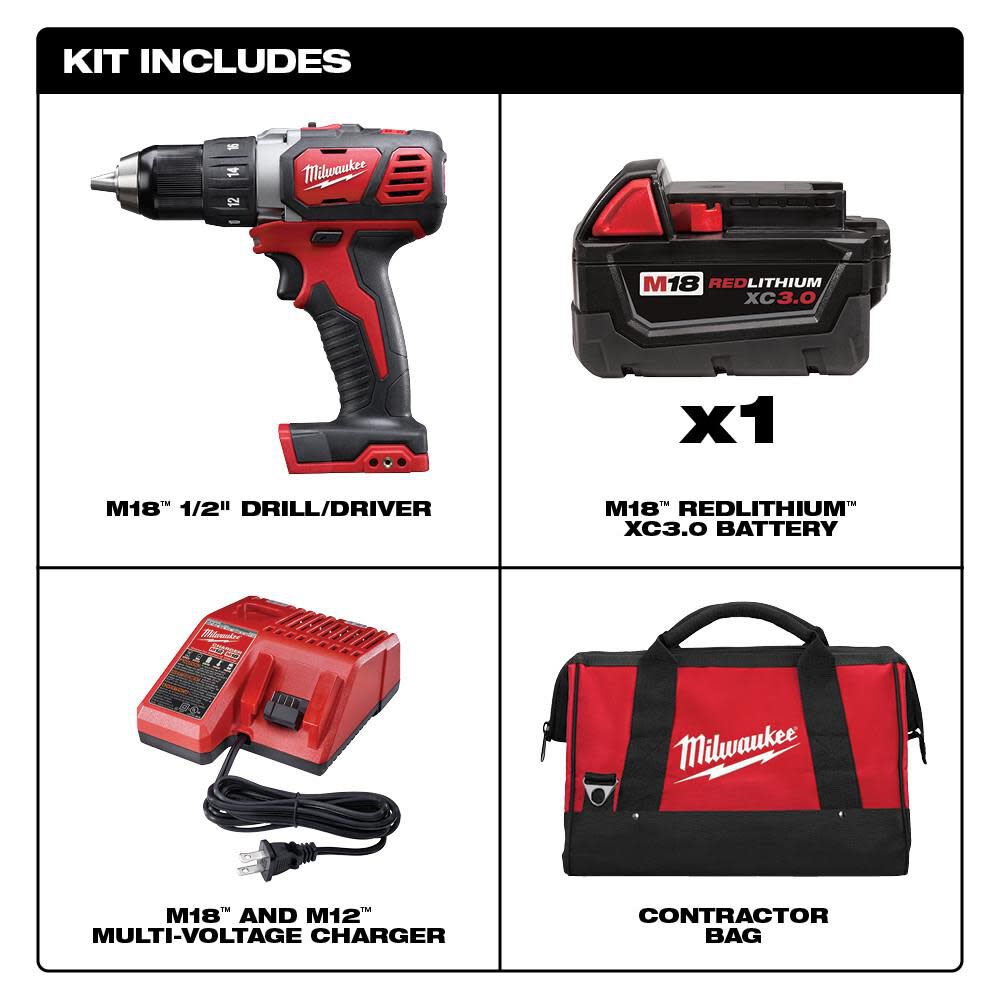 MW M18 Compact 1/2 in. Drill/Driver Kit 2606-21P from MW