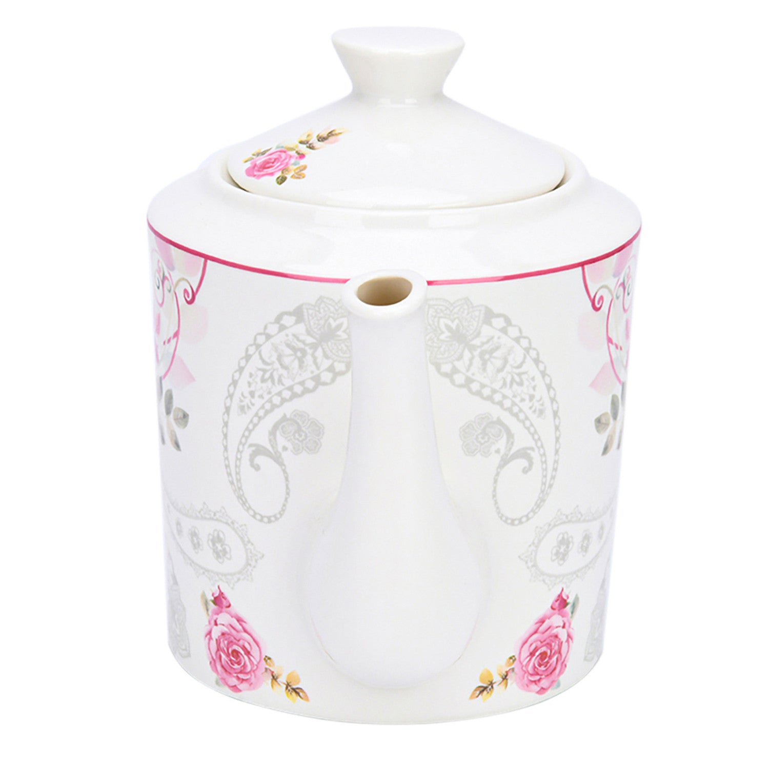 Bone China Teapot Floral Teapot 1.15-qt. (1.1 L) Rose Garden Tea Pot Tea Brewer for Tea or Coffee Tea Kettle Kitchen Tea Pot