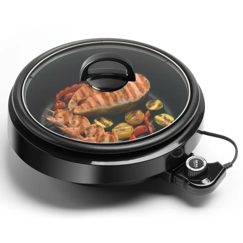 Aroma Housewares ASP-137B Grillet 3Qt. 3-in-1 Cool-Touch Electric Indoor Grill Portable， Dishwasher Safe， Black