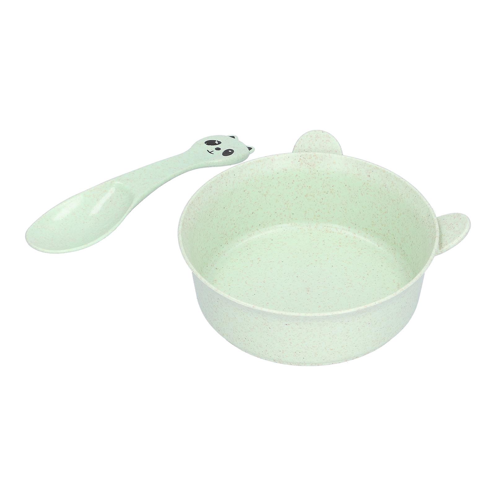 Toddler Bowl Lightweight Durable Wheat Straw Snack Bowl Tableware With Spoon For Children Kidsgreen