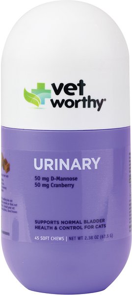 Vet Worthy Feline Urinary Soft Chews Urinary Supplement for Cats， 45 count