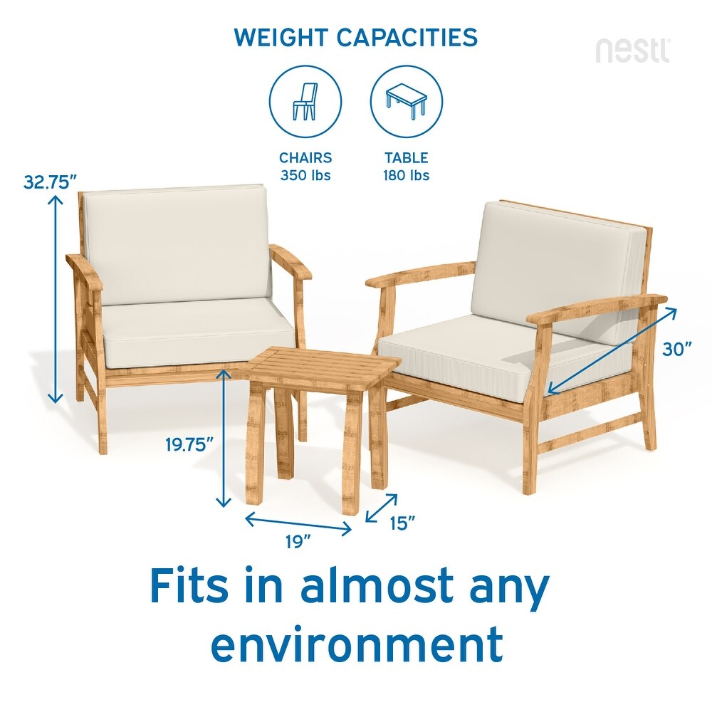 Nestl 3 Piece Acacia Wood Small Patio Furniture Set   Outdoor Patio Bistro Set with Patio Chairs