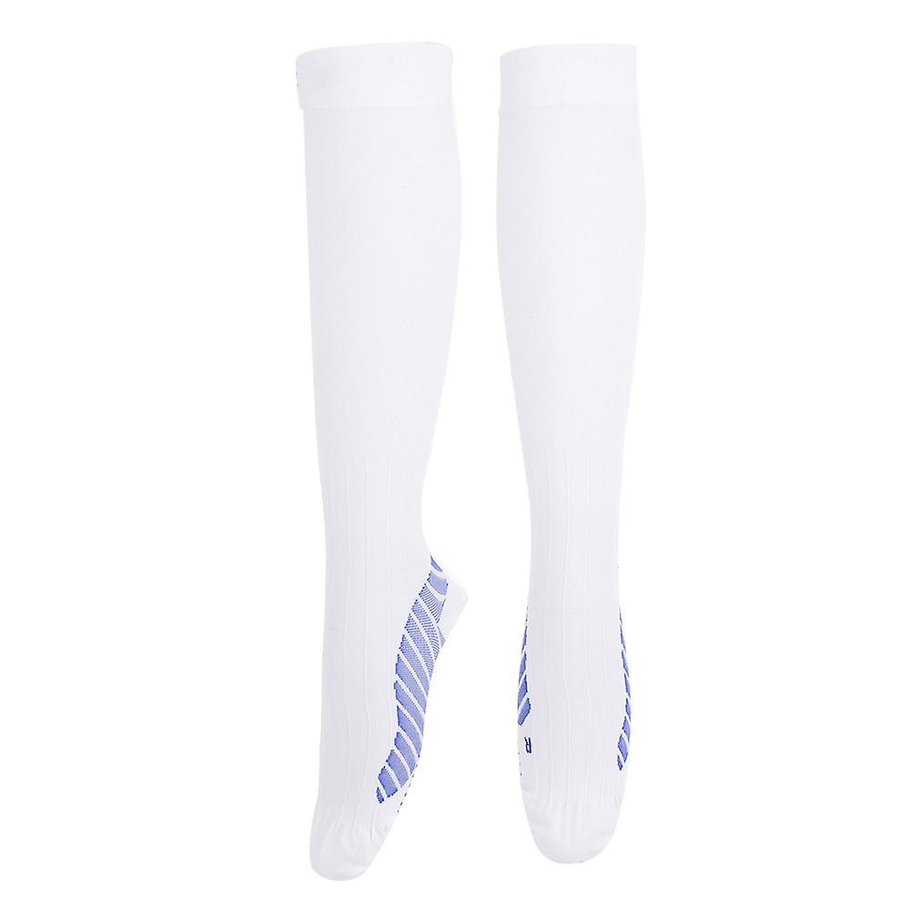 1 Pair Of Men Women Sports Running Compression Socks Pain Relief Legs Support For Outdoor Cycling(white Knee High M)