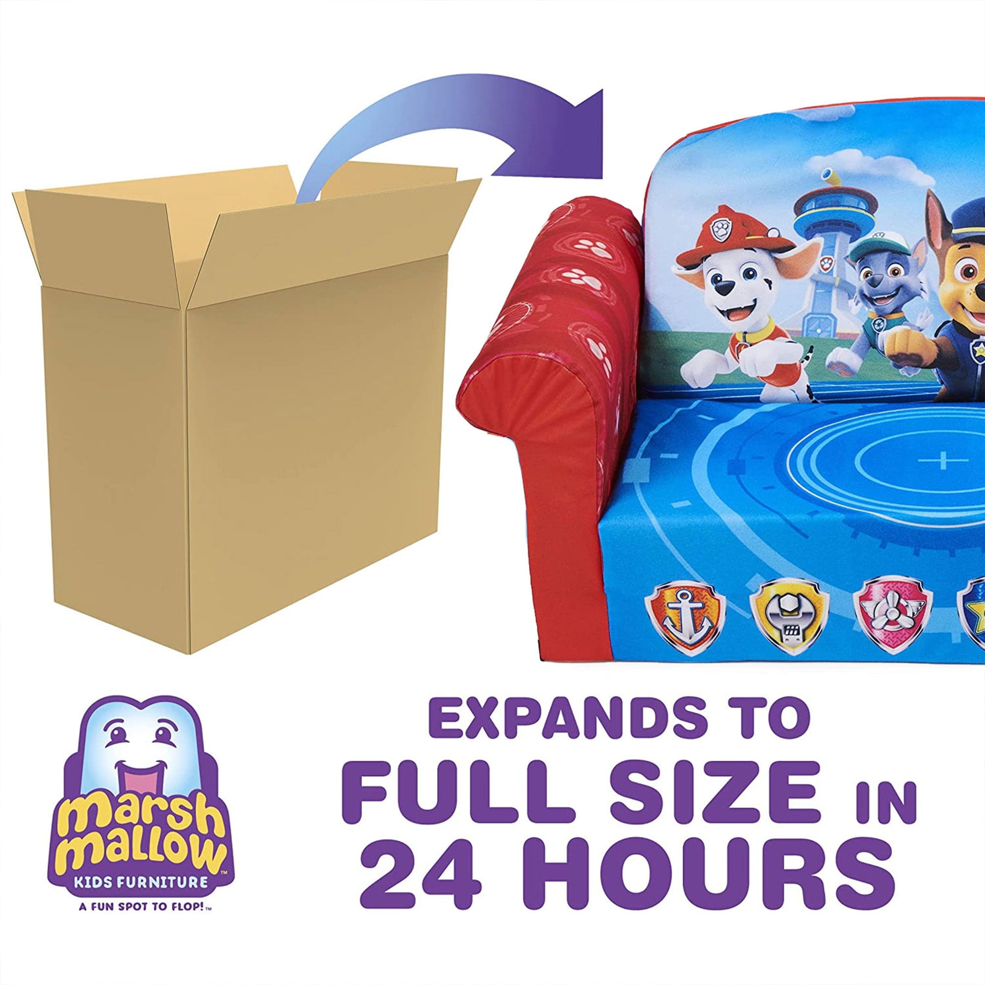 Marshmallow Furniture Kids 2-in-1 Flip Open Foam Sofa, Paw Patrol