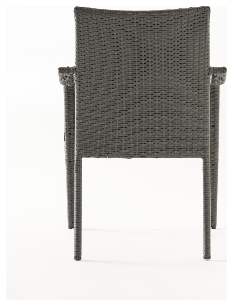 GDF Studio 5 Piece Kadelyn Outdoor Gray Wicker Dining Set   Tropical   Outdoor Dining Sets   by GDFStudio  Houzz