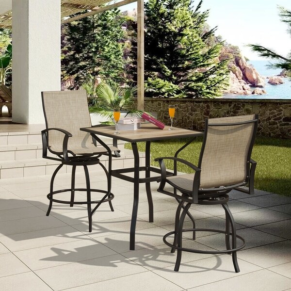 Domi Outdoor Living 3Piece Metal Outdoor Patio Serving Bar Dining Set