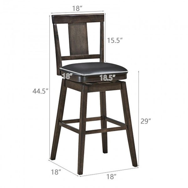 29 inch Swivel Upholstered Counter Height Bar Stool with Rubber Wood Legs - 18.5'' x 18'' x 44.5'' (L x W x H)