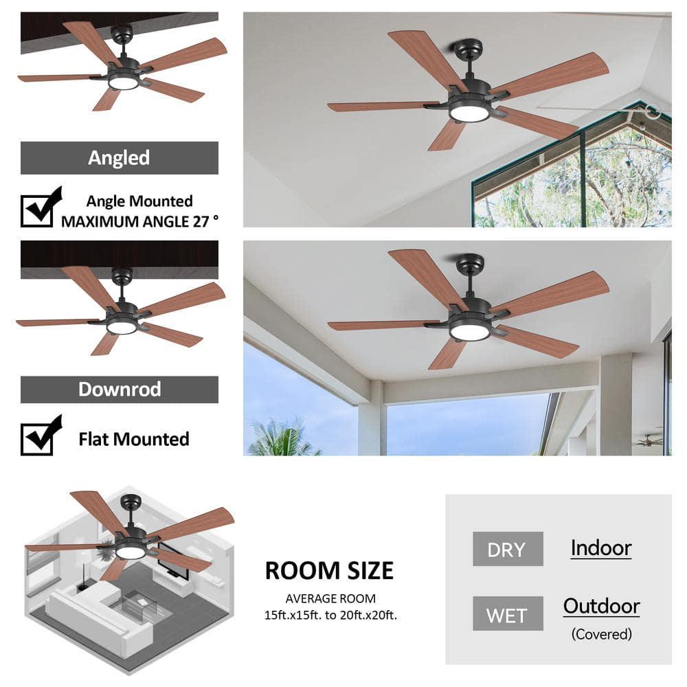 CARRO Apex 56 in Dimmable LED IndoorOutdoor Black Smart Ceiling Fan with Light and Remote Works wAlexaGoogle Home