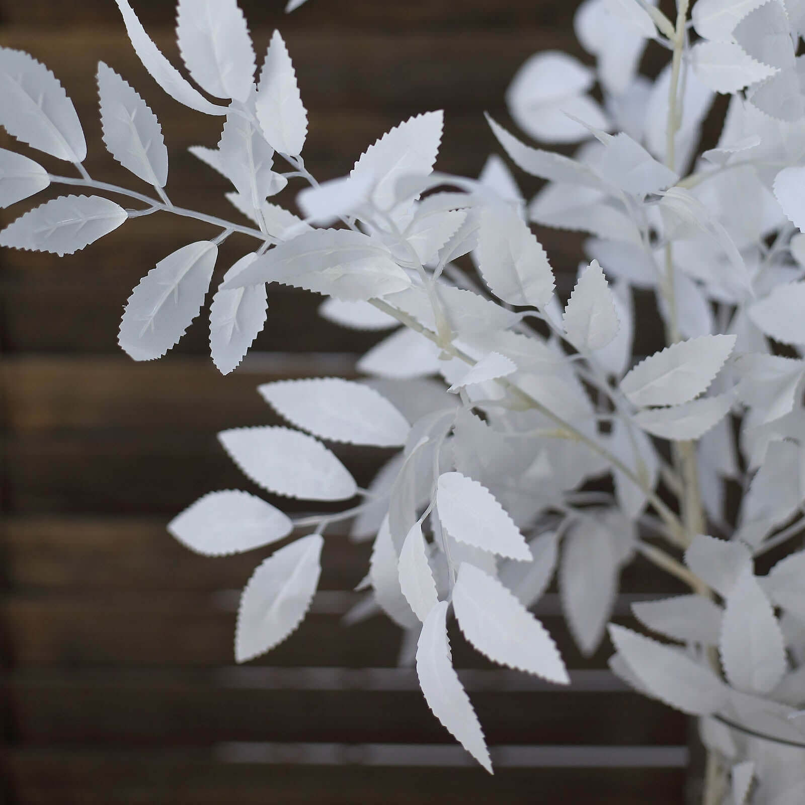 2 Bushes White Artificial Silk Plant Stem Vase Fillers, Faux Beech Leaf Branches 42