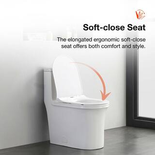 Glacier Bay Watercrest 1-piece 1.11.6 GPF Dual Flush Elongated Toilet in White ''Seat Included'' GBTO204