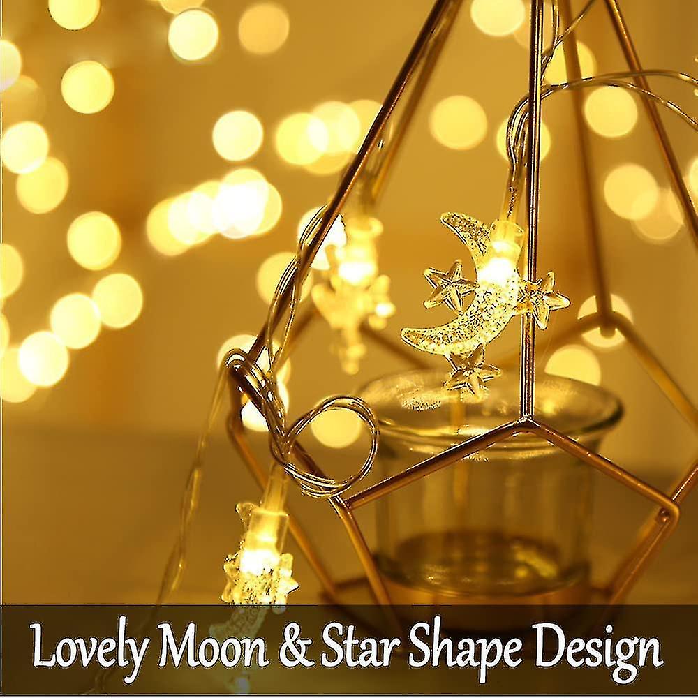 40 Led Moon String Lights Battery Operated 20ft Moon Mini Star Fairy Lights For Patio Garden，wedding