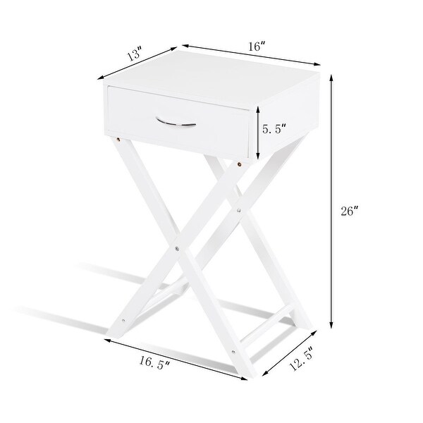 Costway 2 PCS Nightstand X-Shape Drawer Accent side End Table Modern