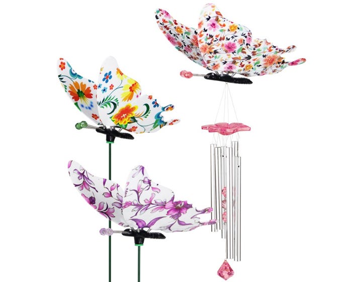 Floral Print WindyWings Wind Chime and Garden Stakes (Assorted)