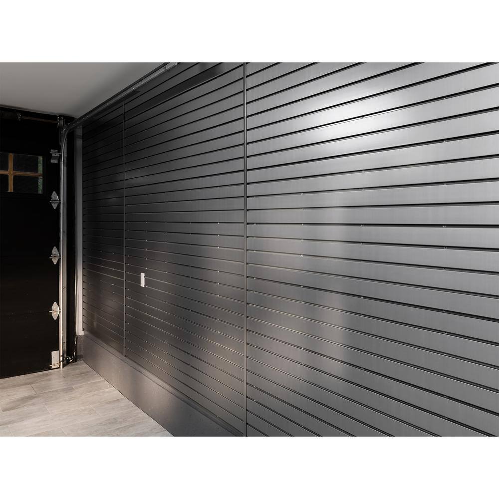 NewAge Products 71.75 in. H x 80 in. W PVC Slat Wall Panel Set in Silver (40 sq. ft.) 51777