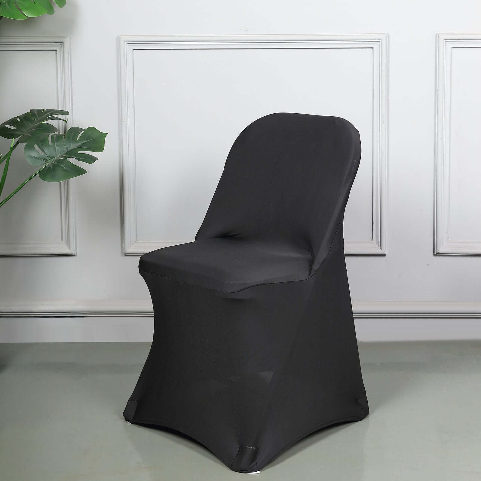 Black Spandex Stretch Fitted Folding Slip On Chair Cover 160 GSM