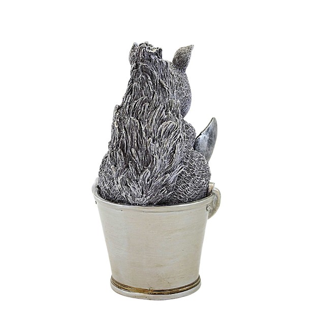 Roman Squirrel In Bucket Pudgy Pal One Garden Statue 9 Inches Acorn Trowel 19012 Polyresin Gray