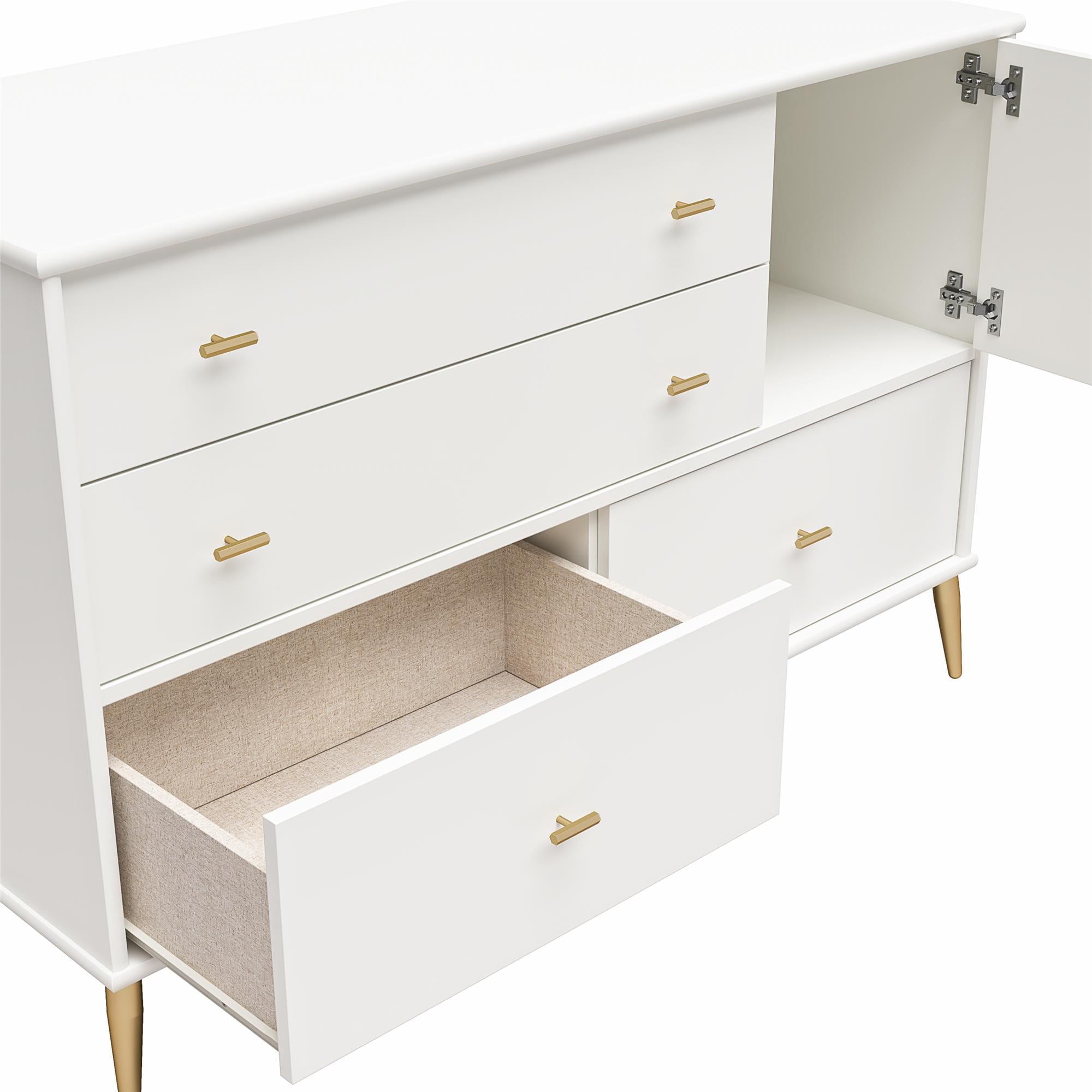 Little Seeds Valentina Asymmetrical 4 Drawer / 1 Door Convertible Dresser, White