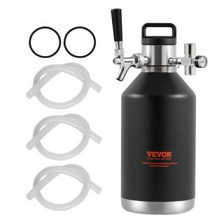 VEVOR Beer Growler Tap System 128 oz. 4L Mini Keg 304 Stainless Steel Pressurized Beer Growler with Pressure Display MNPJTHSY128OZG02SV0