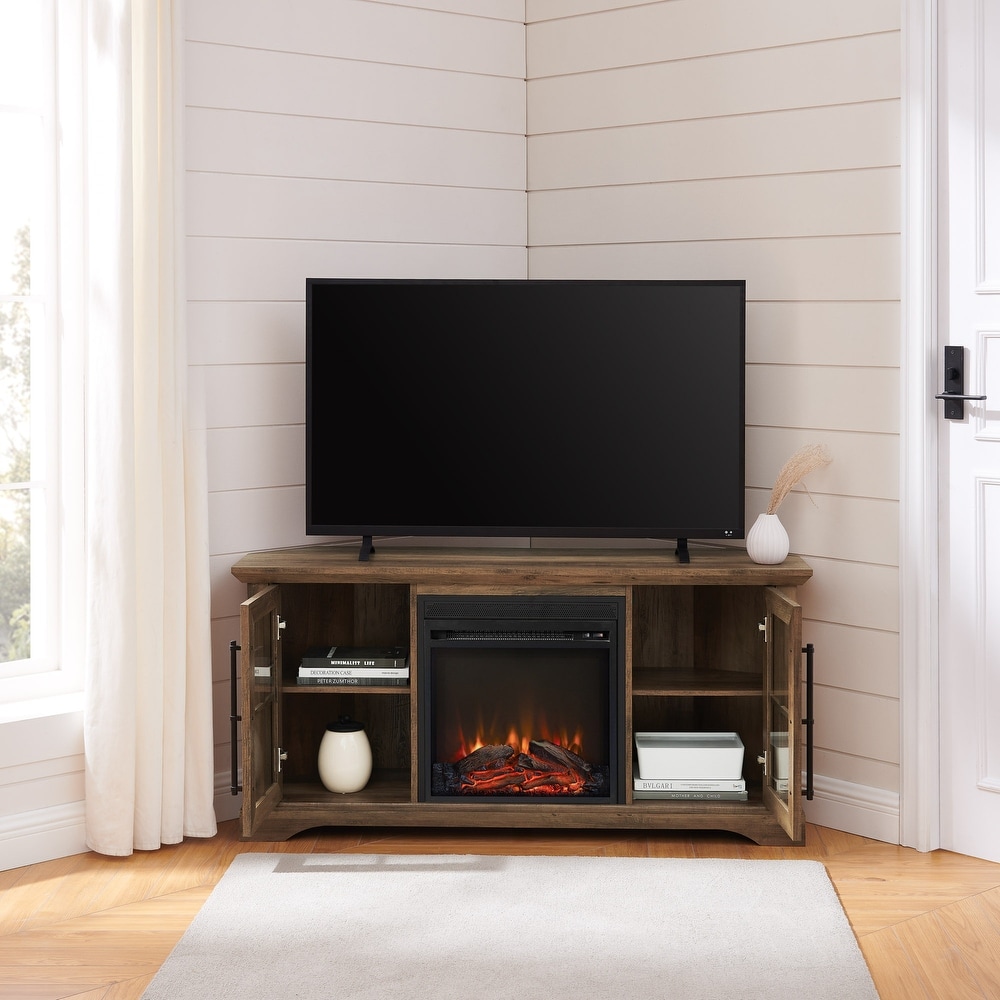 Middlebrook Rustic Fireplace Corner TV Stand