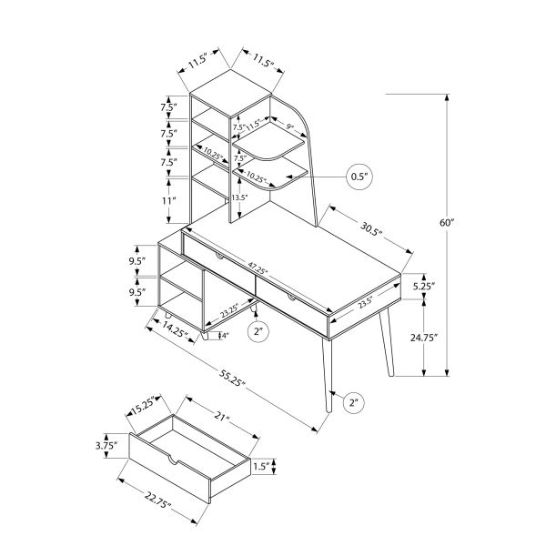 Computer Desk， Home Office， Laptop， Storage Drawers， 55