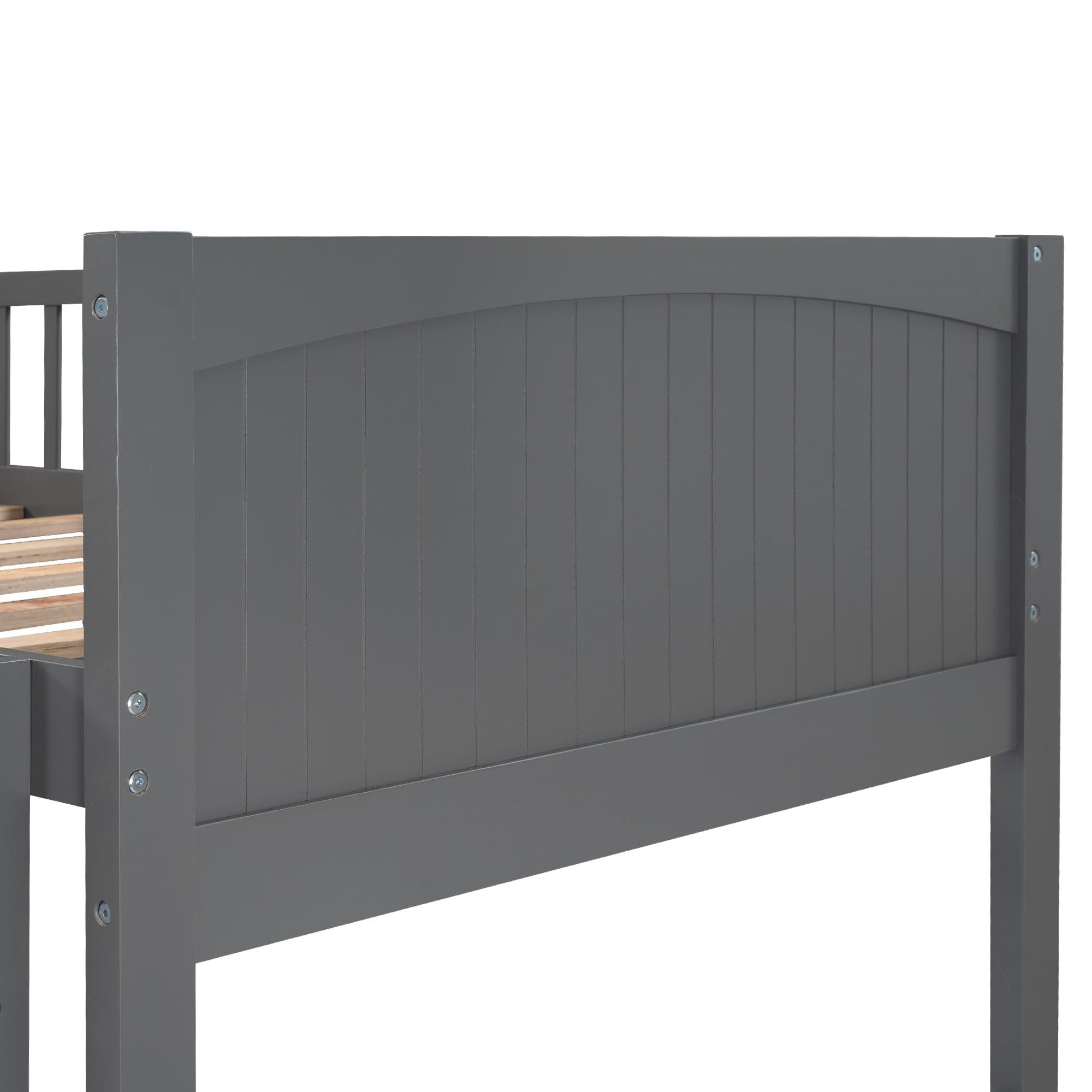 Euroco Wood Bunk Bed Storage, Twin-Over-Twin-Over-Twin for Children's Room, Gray