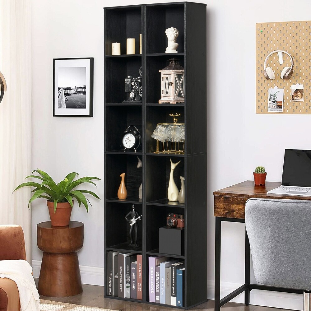Tall Narrow Bookshelf  6 Tier Cube Display Rack