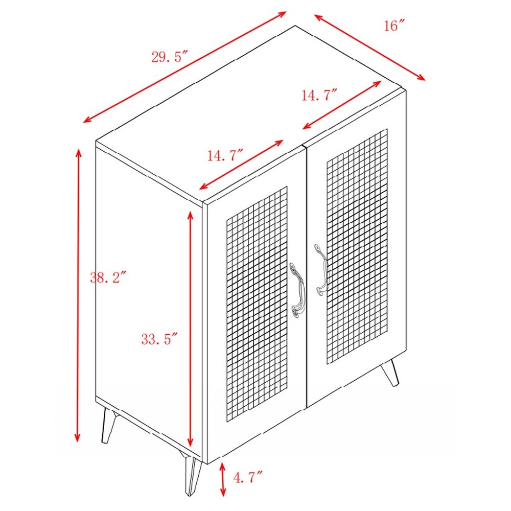 Rattan Mesh Double Doors Shoe Cabinet