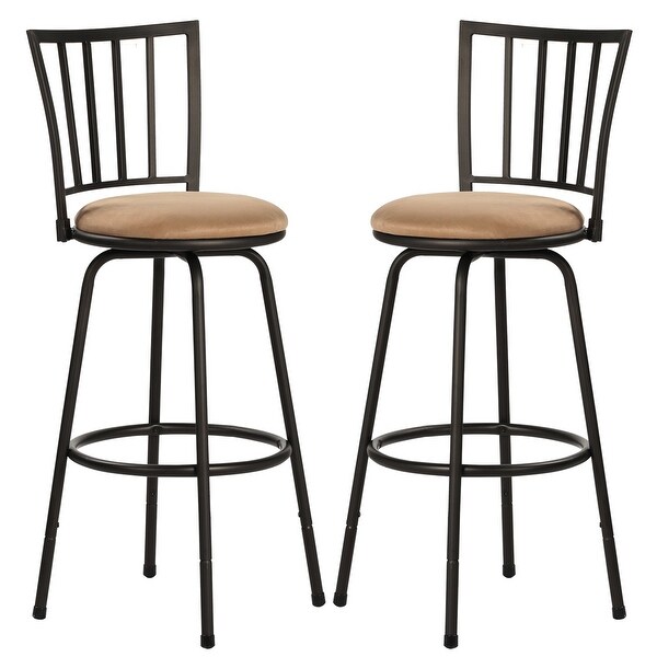 Bar Stools Adjustable Height Swivel Seat， Straight Backrest， Set of 2