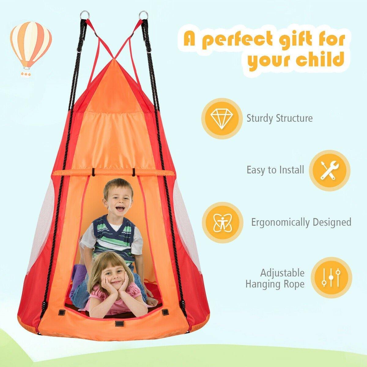 2 in 1 Kids Detachable Hanging Chair Swing Tent Set