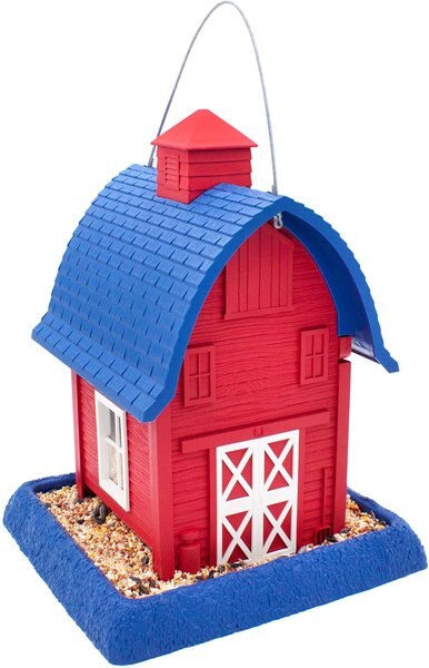 North States Americana Barn Bird Feeder， Red and Blue