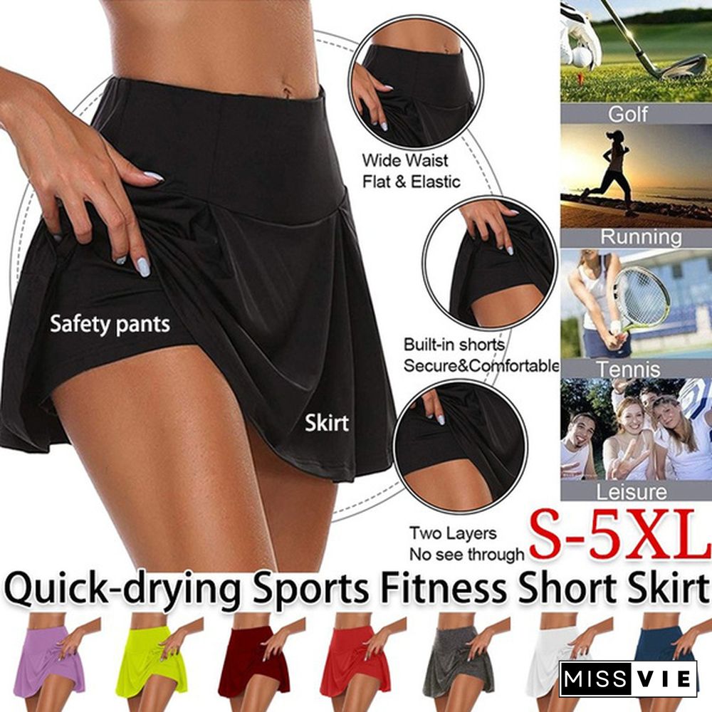 Women's Athletic Skort Running Tennis Golf Gym Sports Workout Skirt Plus Size S-5Xl