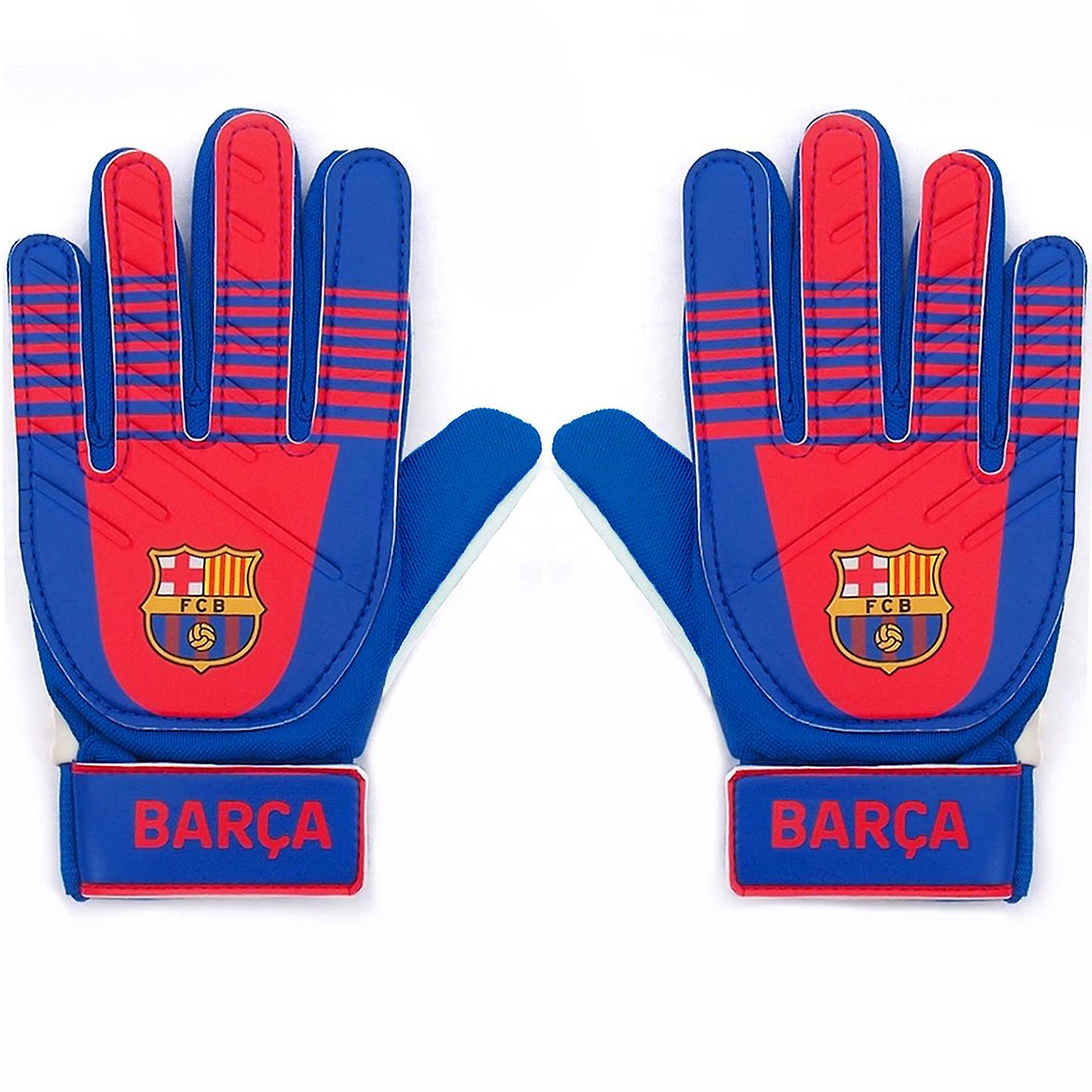 FC Barcelona Junior Size 4 Football and Goalkeeper Goalie Gloves Set OFFICIAL Gift