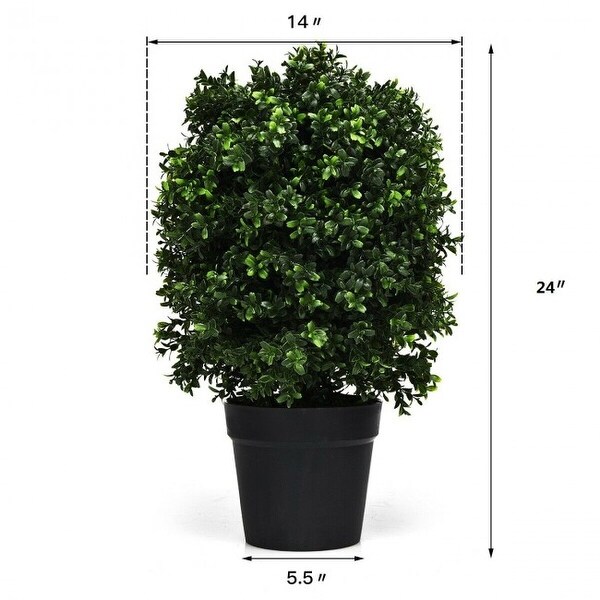 2 pcs 24 Artificial Decoration Boxwood Topiary Ball Tree