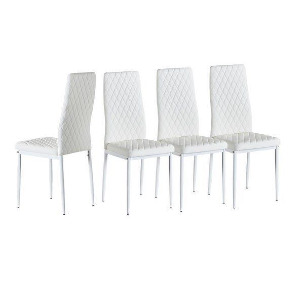 Dining Chair Leather Diamond Grid Pattern Home Conference Chair Set Of 4 - 20.47*15.75 *37.8INCH